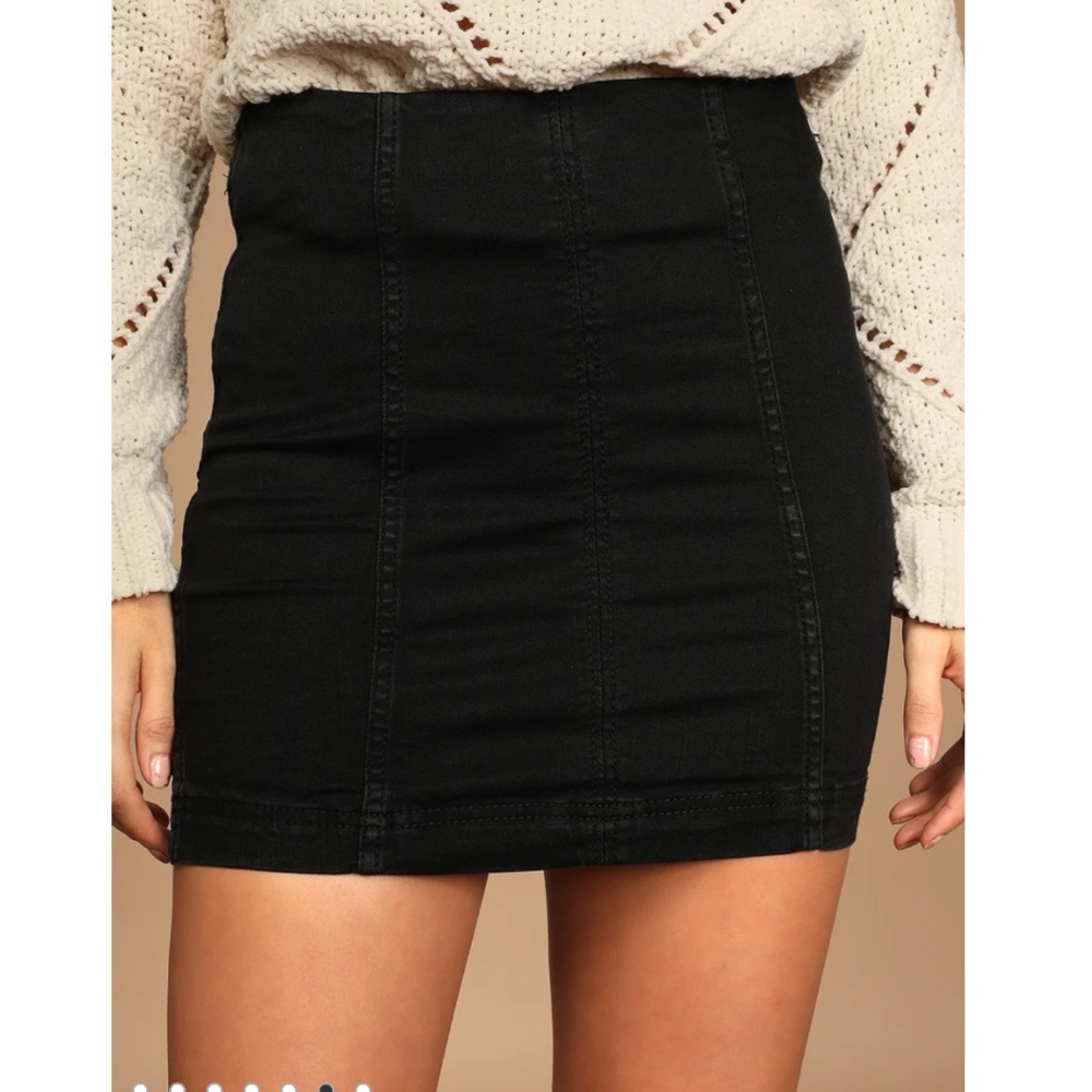 Free People Modern Femme Washed Black Denim Miniskirt Size 4